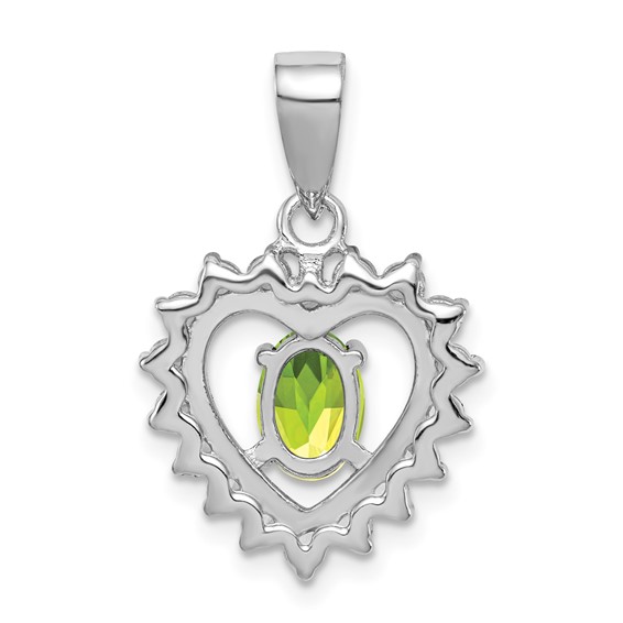Sterling Silver Rhodium-plated Peridot and CZ Pendant