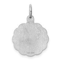 Sterling Silver Rhodium-plated I Love You Disc Charm view 4