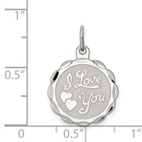 Sterling Silver Rhodium-plated I Love You Disc Charm view 3