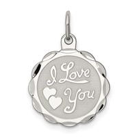 Sterling Silver Rhodium-plated I Love You Disc Charm view 1