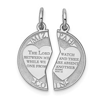 Sterling Silver Rhodium-plated Breakapart Mizpah Charm view 1