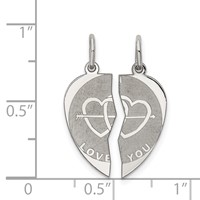 Sterling Silver Rhodium-plated 2-piece Love You Disc Charm view 3