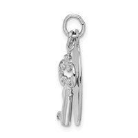 Sterling Silver Rhodium-plated Key Charm view 2