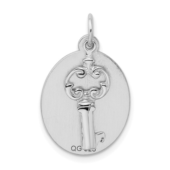 Sterling Silver Rhodium-plated key Charm