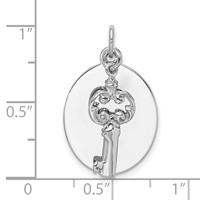 Sterling Silver Rhodium-plated Key Charm view 4