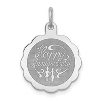 Sterling Silver Rhodium-plated Happy Anniversary Disc Charm view 1