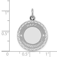Sterling Silver Rhodium-plated Happy Anniversary Engravable 20mm Disc Charm view 4