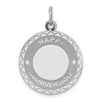 Sterling Silver Rhodium-plated Happy Anniversary Engravable 20mm Disc Charm view 1