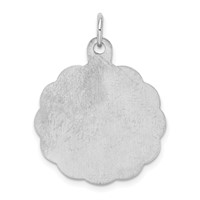 Sterling Silver Rhodium-plated 25TH Anniversary Engravable 23mm Scalloped Disc Charm view 4