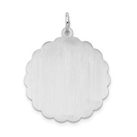 Sterling Silver Rhodium-plated Happy Anniversary Engravable 24mm Scalloped Disc Charm view 3