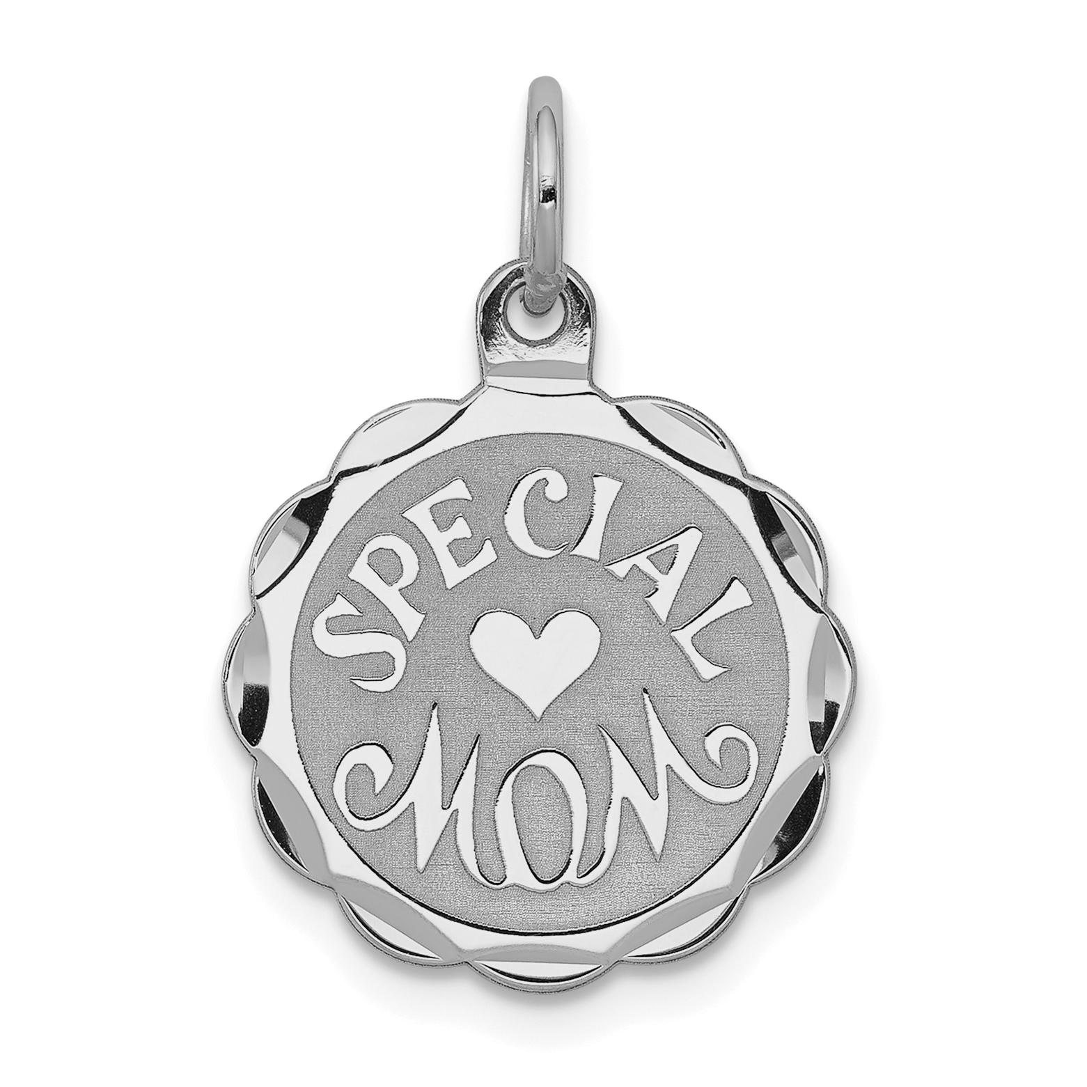 Sterling Silver Rhodium-plated Special Mom Disc Charm (QC2303)