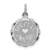 Sterling Silver Rhodium-plated Special Mom Disc Charm view 1