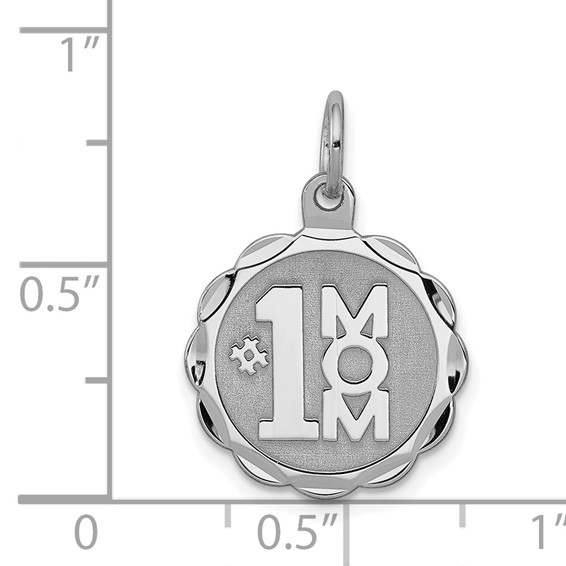Sterling Silver Rhodium-plated #1 Mom Disc Charm