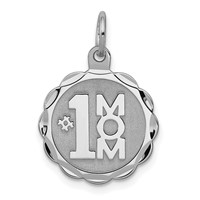 Sterling Silver Rhodium-plated #1 Mom Disc Charm view 1