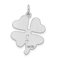 Sterling Silver Rhodium-plated Polished 4-leaf Clover Disc Charm view 3