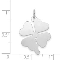 Sterling Silver Rhodium-plated Polished 4-leaf Clover Disc Charm view 4