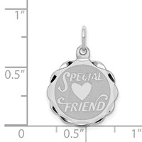 Sterling Silver Rhodium-plated Special Friend Disc Charm view 3