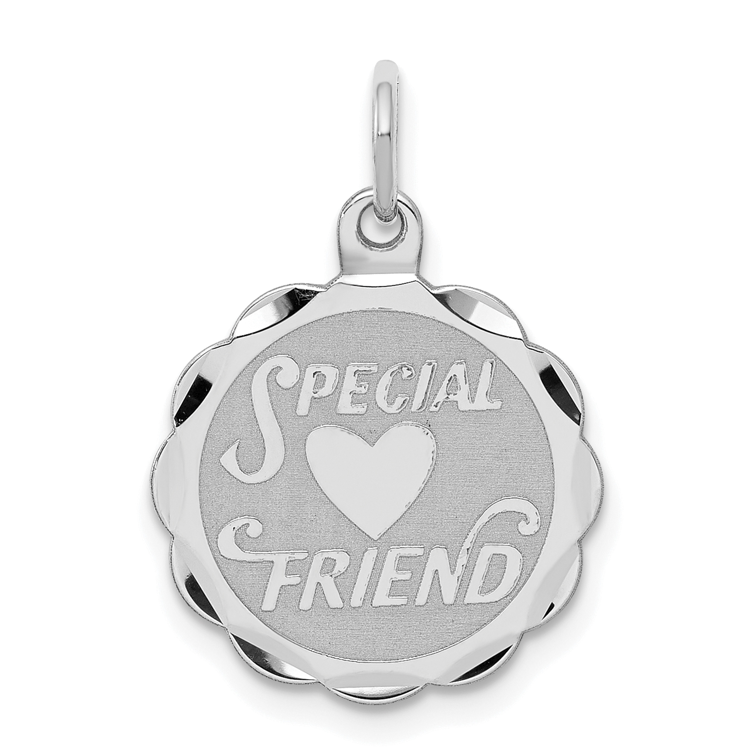 Sterling Silver Rhodium-plated Special Friend Disc Charm (QC2330)