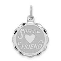 Sterling Silver Rhodium-plated Special Friend Disc Charm view 1