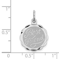 Sterling Silver Rhodium-plated Best Friend Disc Charm view 3