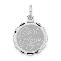 Sterling Silver Rhodium-plated Best Friend Disc Charm view 1