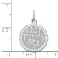 Sterling Silver Rhodium-plated Best Friends Disc Charm view 4