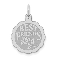 Sterling Silver Rhodium-plated Best Friends Disc Charm view 1