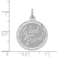 Sterling Silver Rhodium-plated MY Best Friend Engravable 19mm Disc Charm view 4