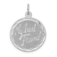 Sterling Silver Rhodium-plated MY Best Friend Engravable 19mm Disc Charm view 1