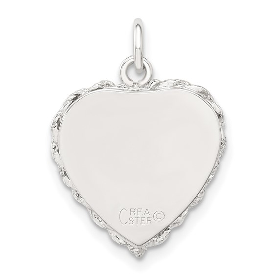 Sterling Silver Diamond-cut #1 Grandma Heart Disc Charm