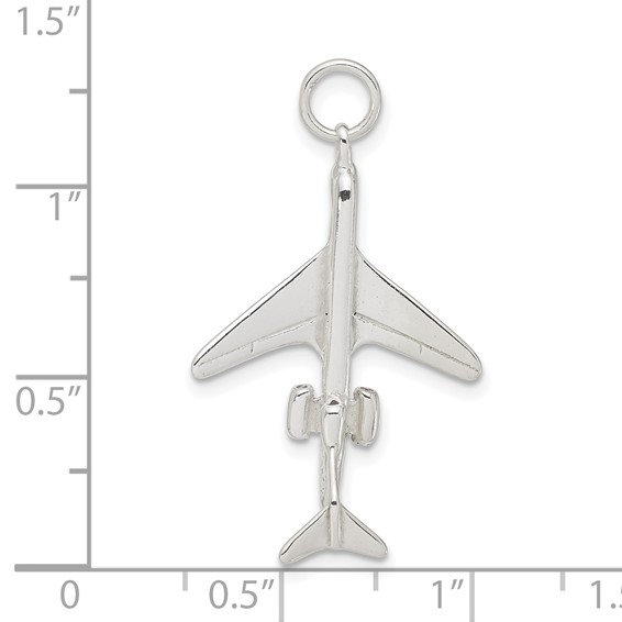 Sterling Silver 3D Airplane Charm