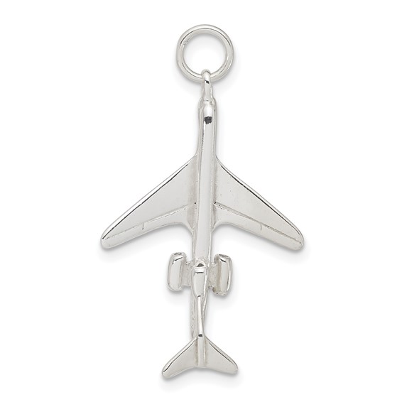 Sterling Silver 3D Airplane Charm