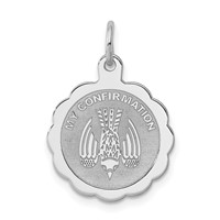 Sterling Silver Rhodium-plated My Confirmation Disc Charm view 1