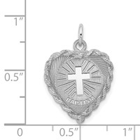 Sterling Silver Rhodium-plated Baptism Disc Charm view 3