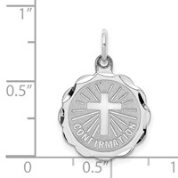 Sterling Silver Rhodium-plated Confirmation Disc Charm view 3