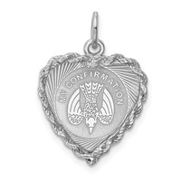 Sterling Silver Rhodium-plated My Confirmation Disc Charm view 1