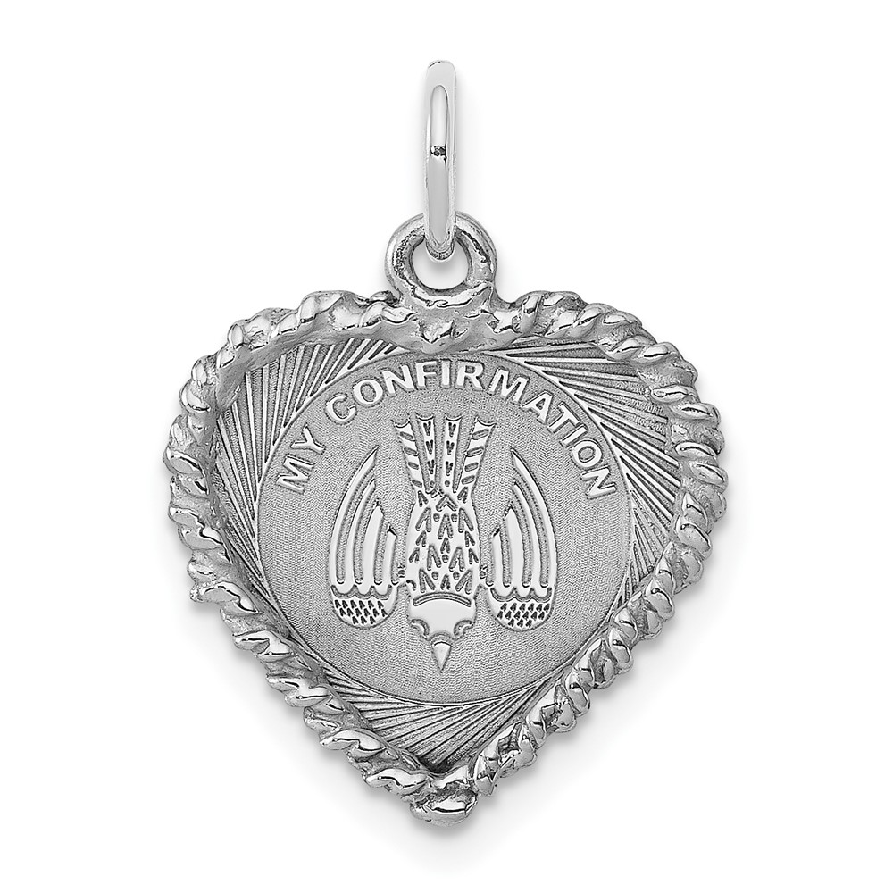 Sterling Silver Rhodium-plated My Confirmation Disc Charm