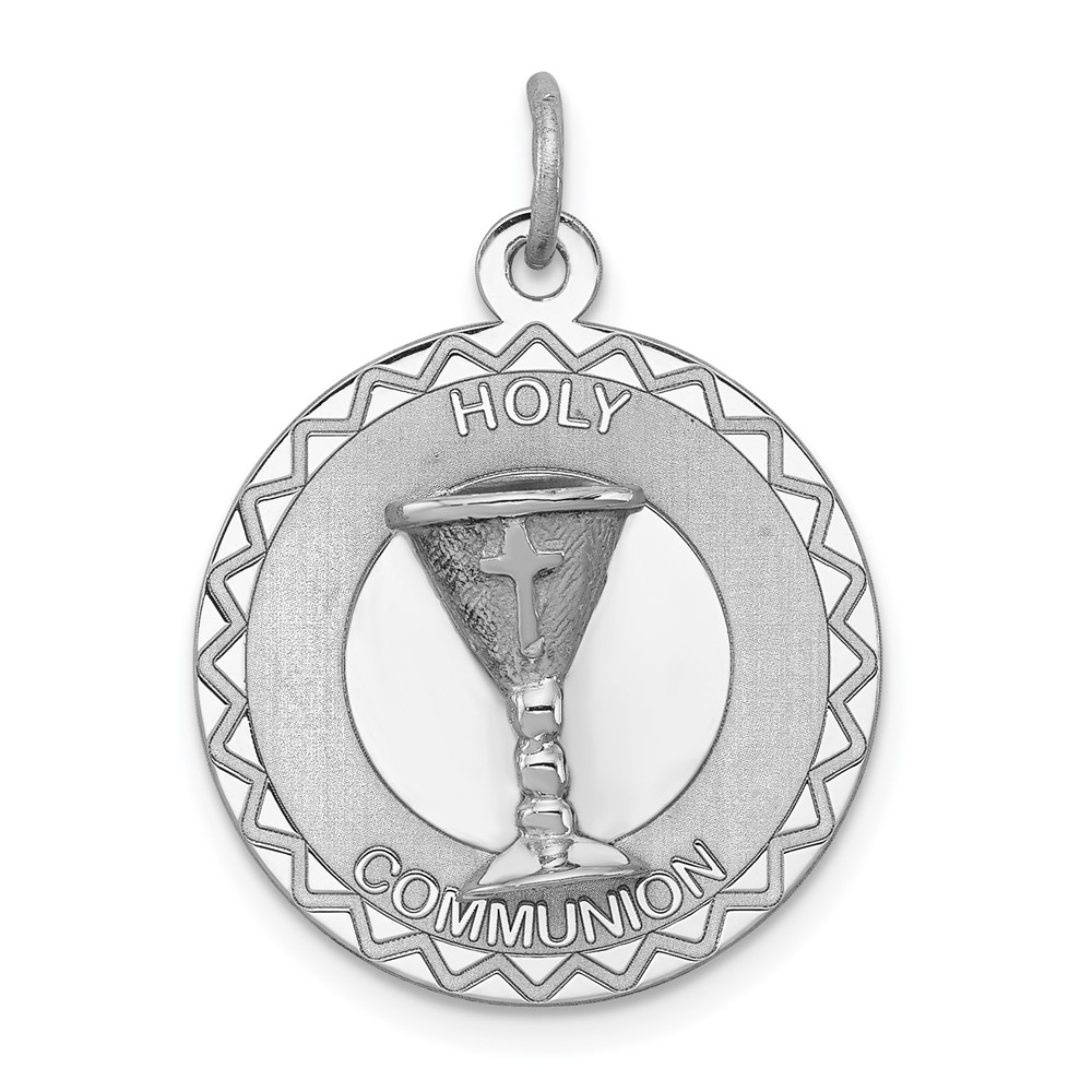 Sterling Silver Rhodium-plated Holy Communion Disc Charm
