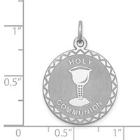 Sterling Silver Rhodium-plated Holy Communion Disc Charm view 3