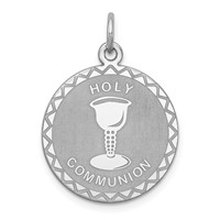 Sterling Silver Rhodium-plated Holy Communion Disc Charm view 1
