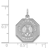 Sterling Silver Rhodium-plated My Confirmation Disc Charm view 3