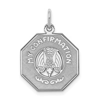 Sterling Silver Rhodium-plated My Confirmation Disc Charm view 1