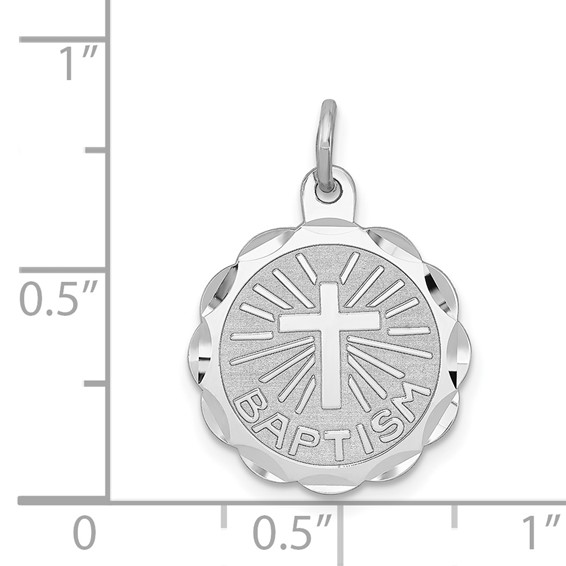 Sterling Silver Rhodium-plated Baptism Disc Charm