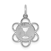 Sterling Silver Rhodium-plated Holy Communion Disc Charm view 1