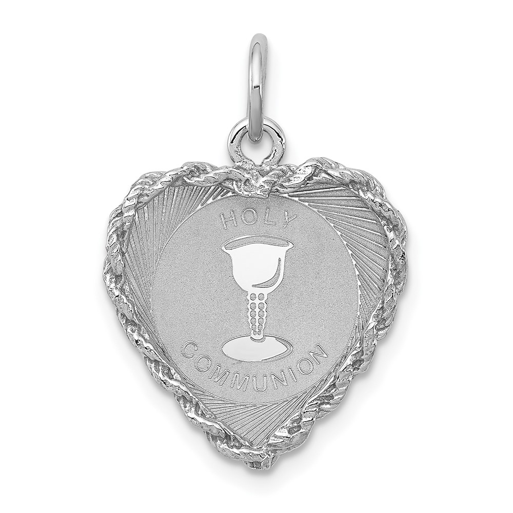 Sterling Silver Rhodium-plated Holy Communion Disc Charm