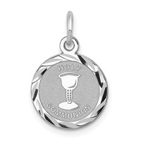 Sterling Silver Rhodium-plated Holy Communion Disc Charm view 1
