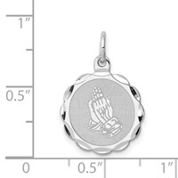 Sterling Silver Rhodium-plated Praying Hands Disc Charm view 3