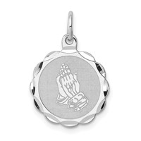 Sterling Silver Rhodium-plated Praying Hands Disc Charm view 1