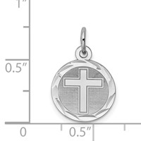 Sterling Silver Rhodium-plated Cross Disc Charm view 4