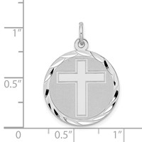 Sterling Silver Rhodium-plated Cross Disc Charm view 3